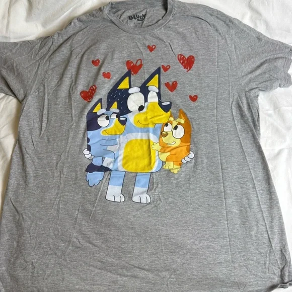 Bluey Adult Graphic T-Shirt Grey Cartoon Tee XL - Picture 2 of 7